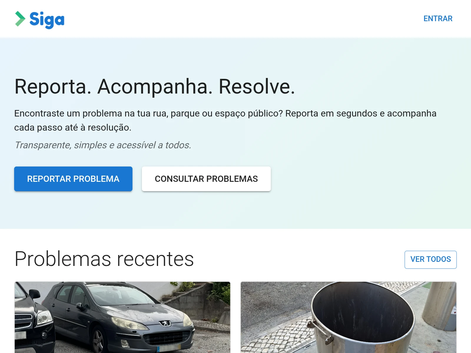 Siga — captura de ecrã